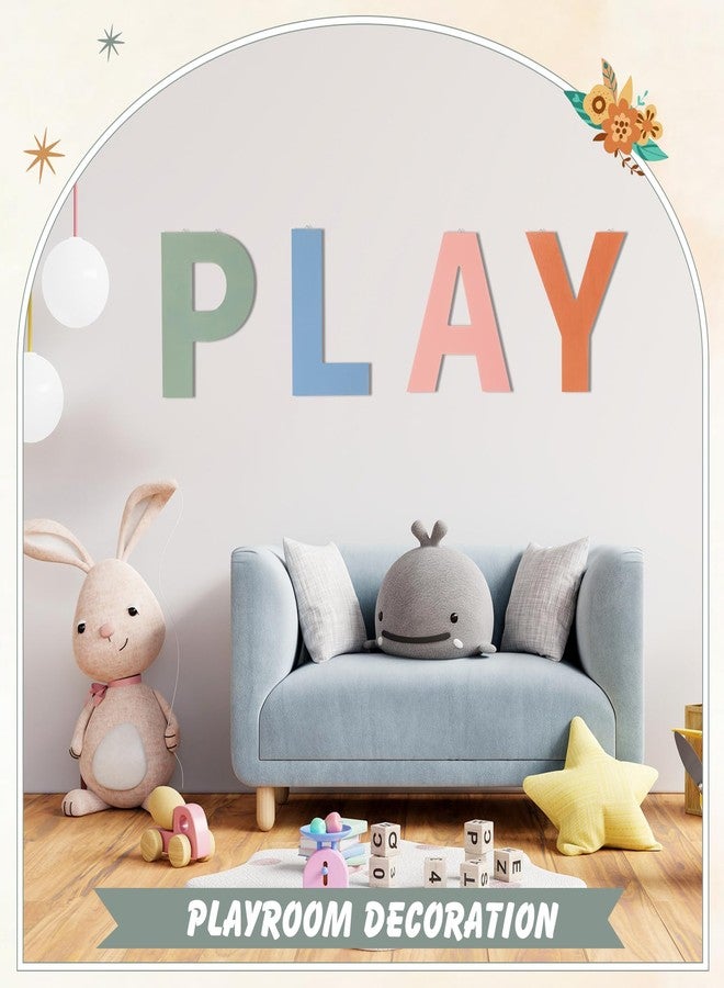 BrightRow 12 In Boho Play Sign Wooden Letters Playroom Sign Bohemian Colors Playroom Wall Hanging Decor for Nursery Room Home Classroom Wall Decor - Image 4